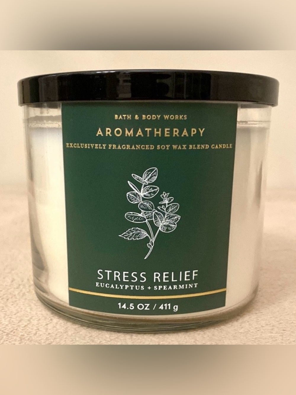 Bath & Body Works Aromatherapy Stress Relief Eucalyptus Spearmint Candle 14.5 OZ